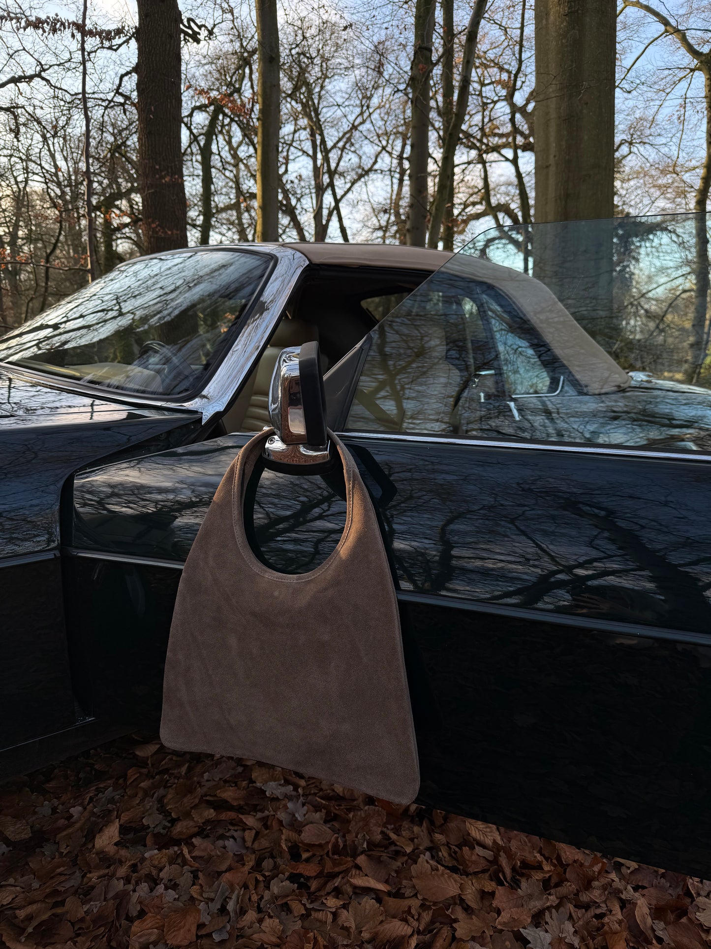 Tas suède luxe taupe