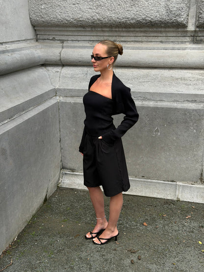 Strapless top zwart