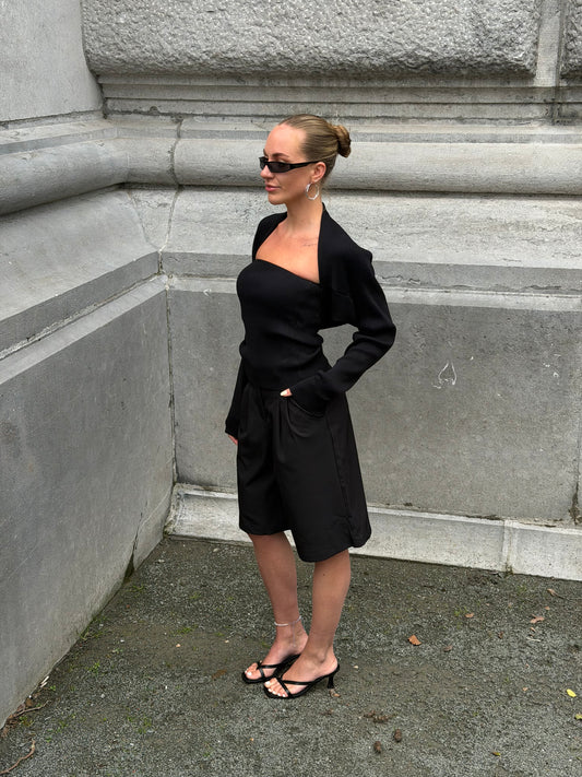 Strapless top zwart