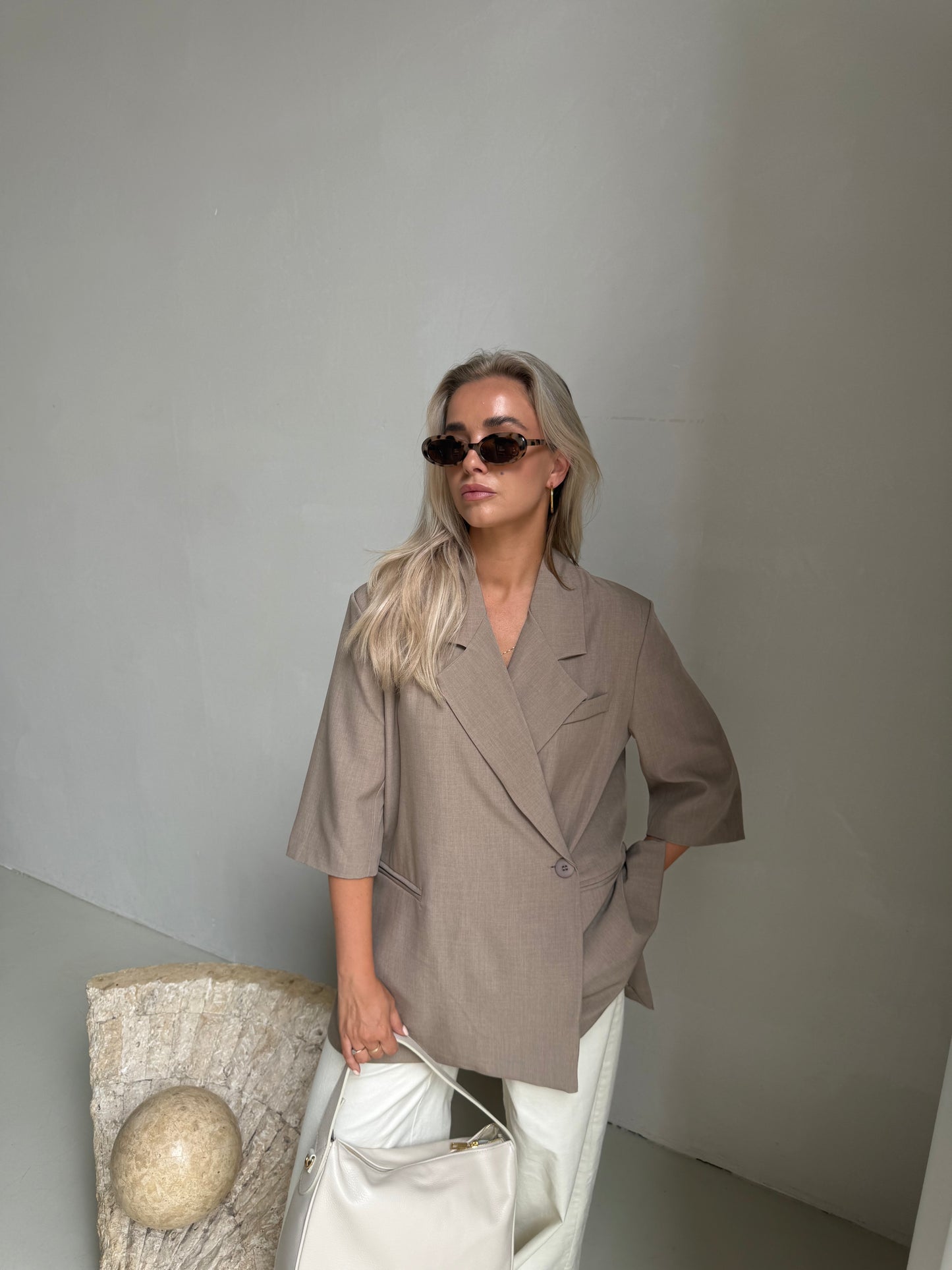Gilet lang taupe