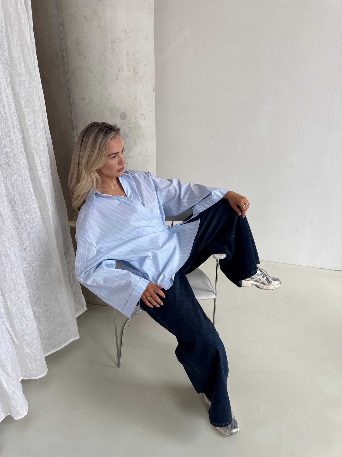 Blouse blauw met streep