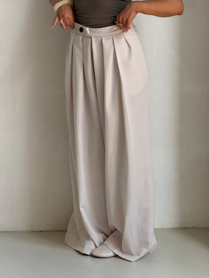 Pantalon plooi crème