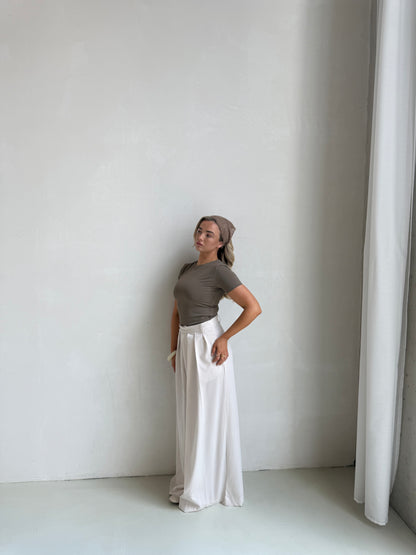 Pantalon plooi crème