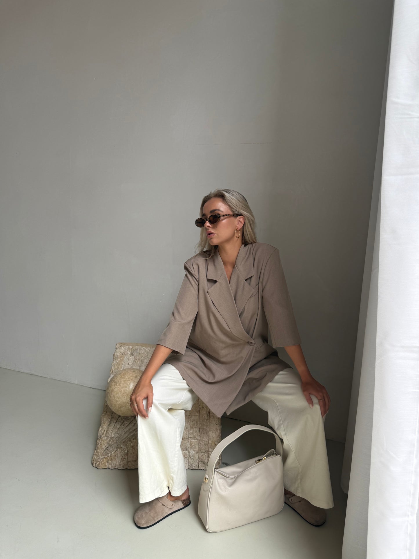 Gilet lang taupe
