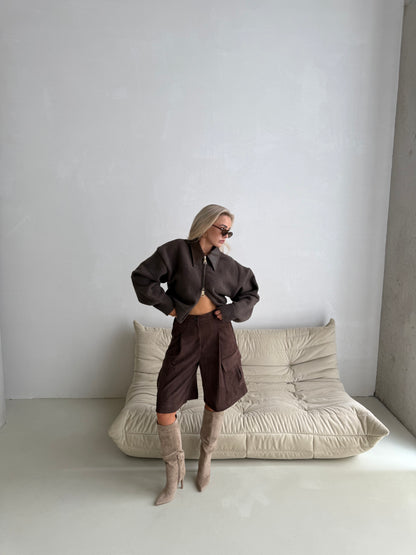 Vest leather bruin