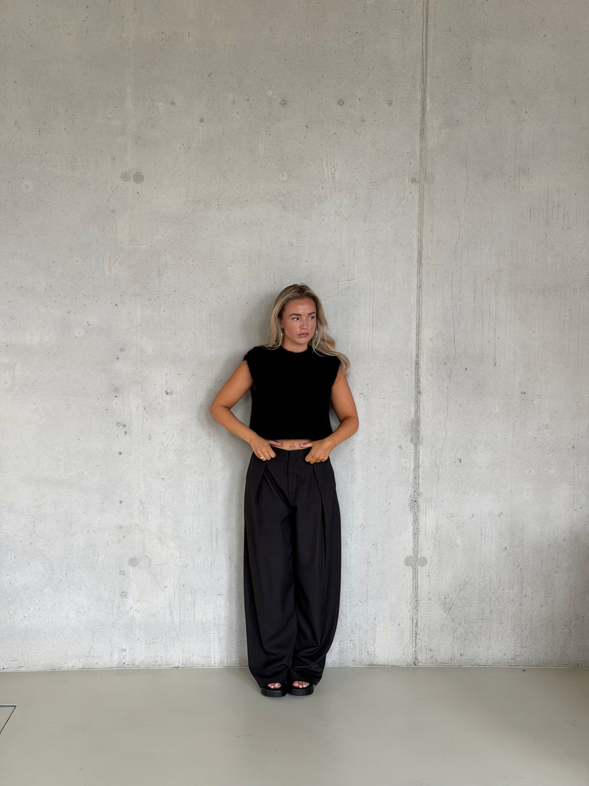 Pantalon plooi zwart