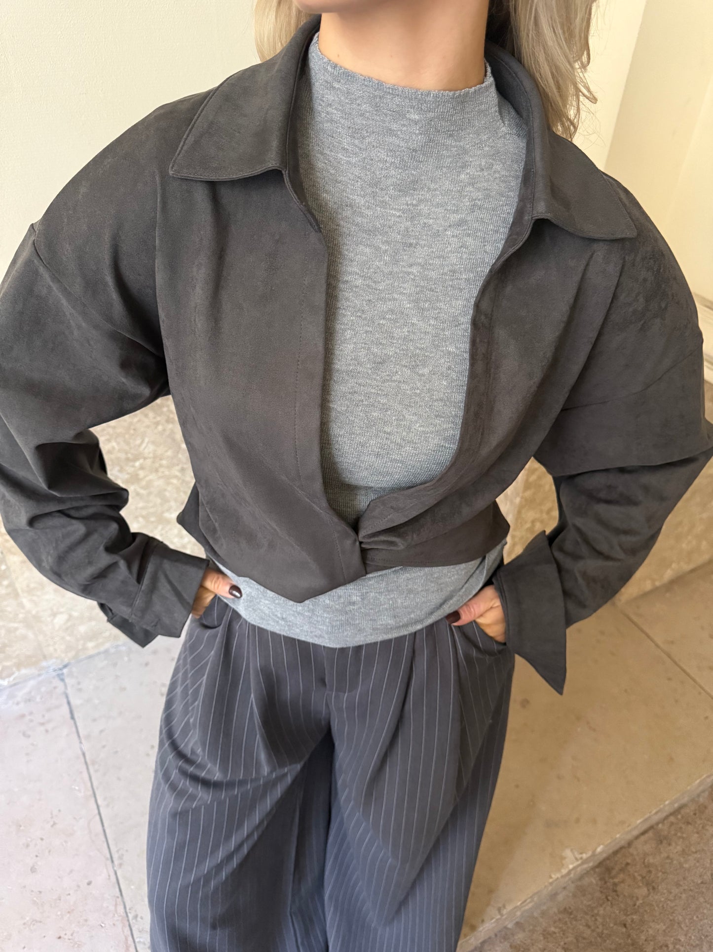 Blouse grijs + top