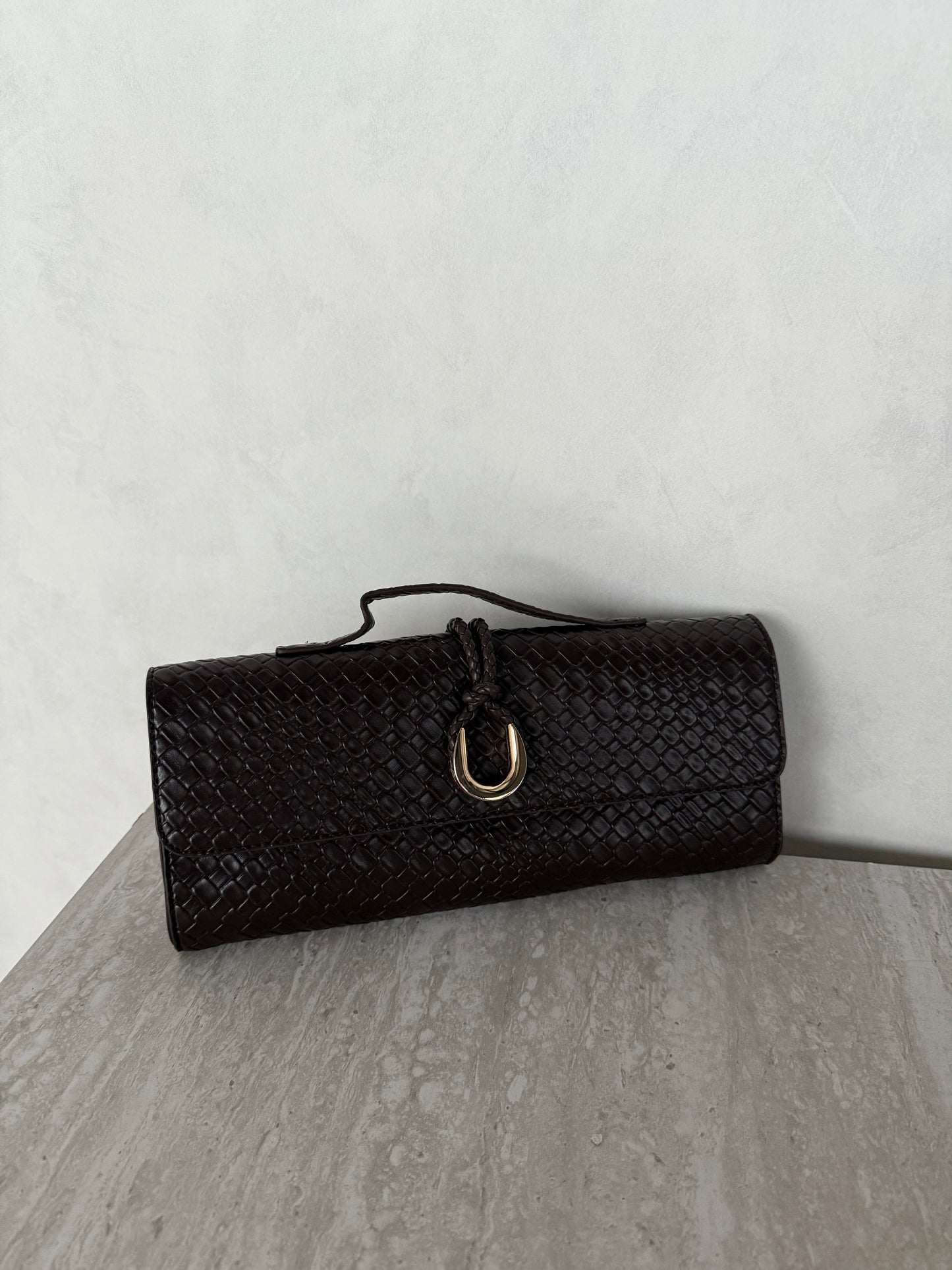 Tas PU-leer bruin print