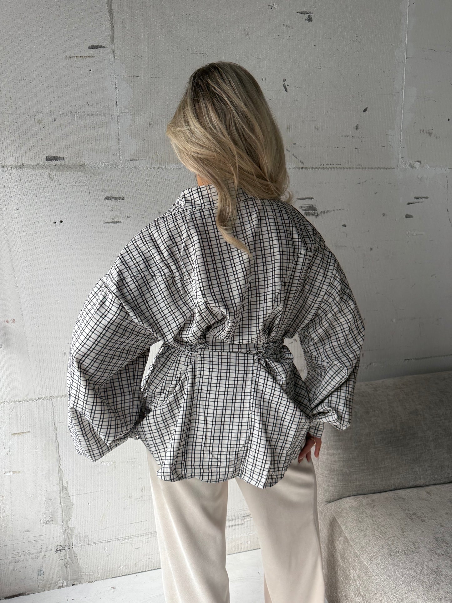 Blouse met vierkant ruitje