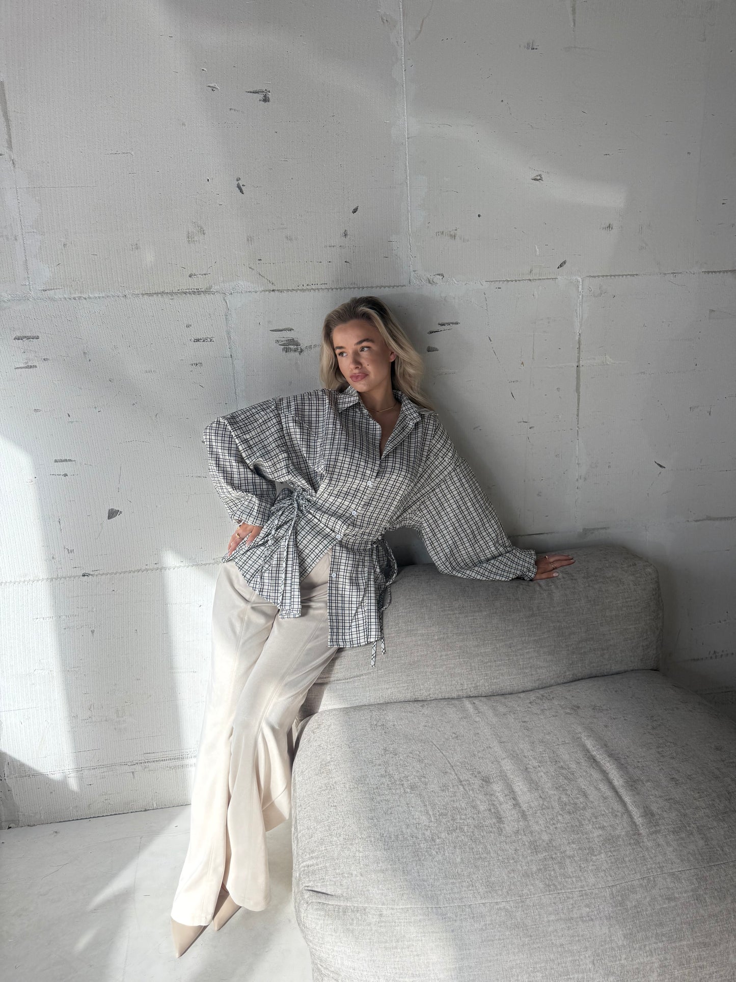 Blouse met vierkant ruitje