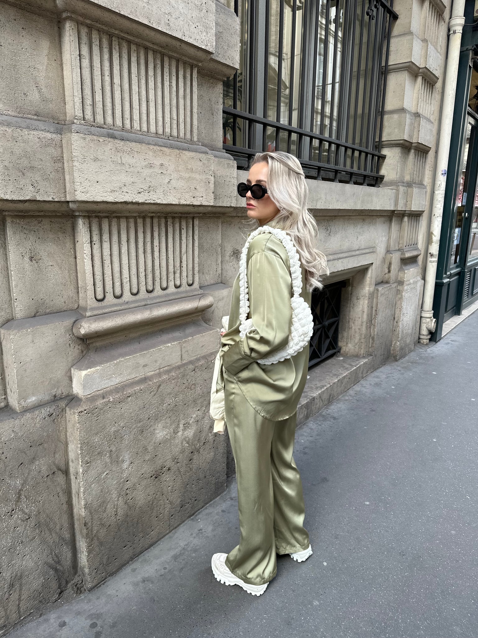 Satijnen blouse groen