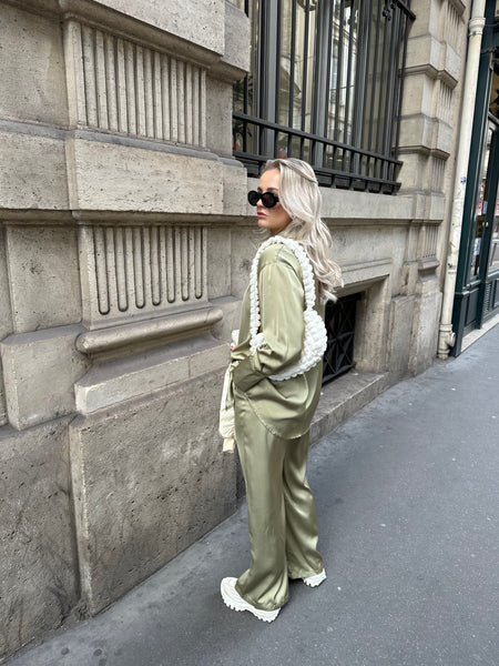 Satijnen blouse groen
