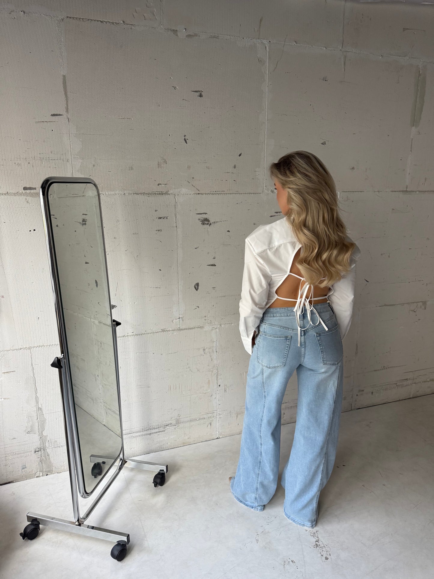 Blouse wit met schoudervulling