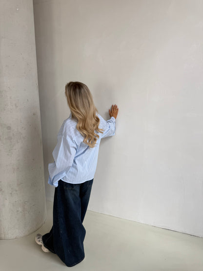 Blouse blauw met streep