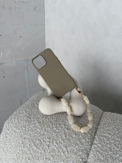 Taupe/groen hoesje + koord
