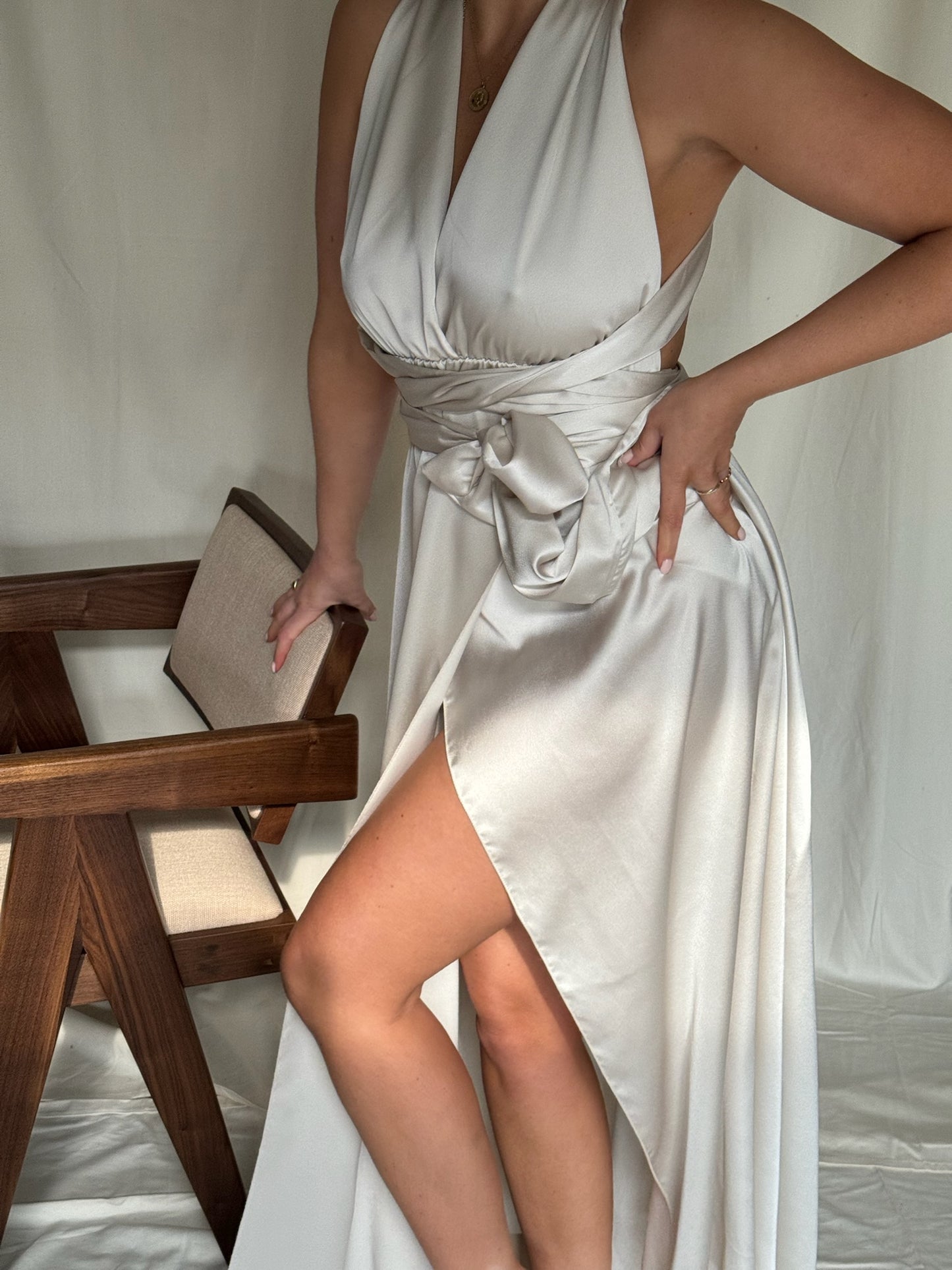 Jurk satijn champagne