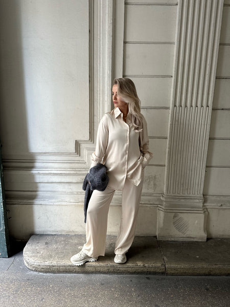 Satijnen blouse crème