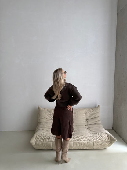 Vest leather bruin