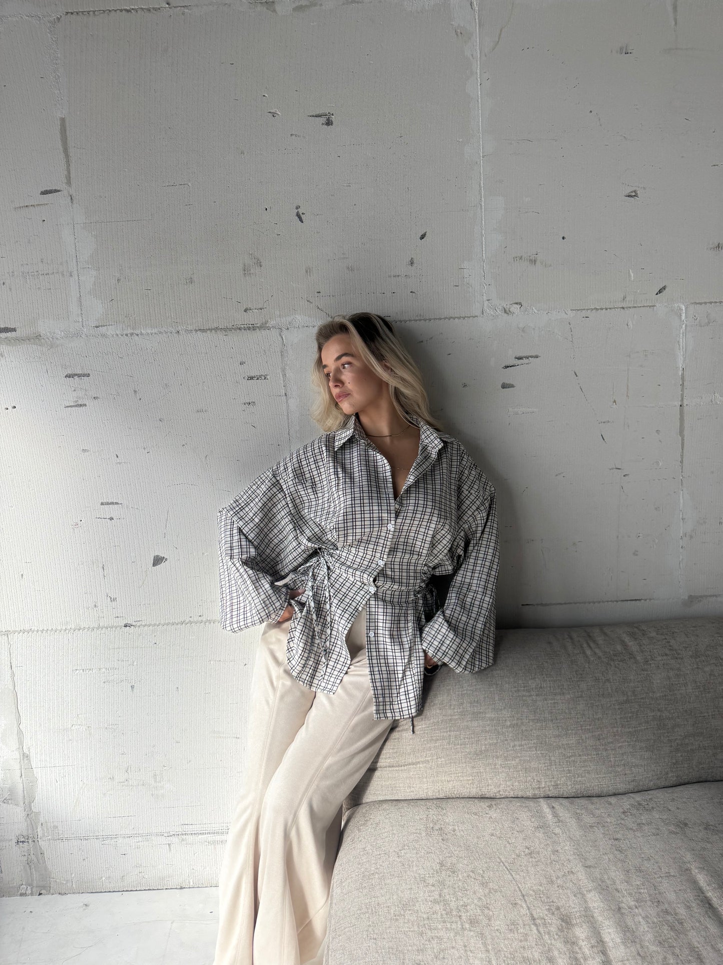 Blouse met vierkant ruitje