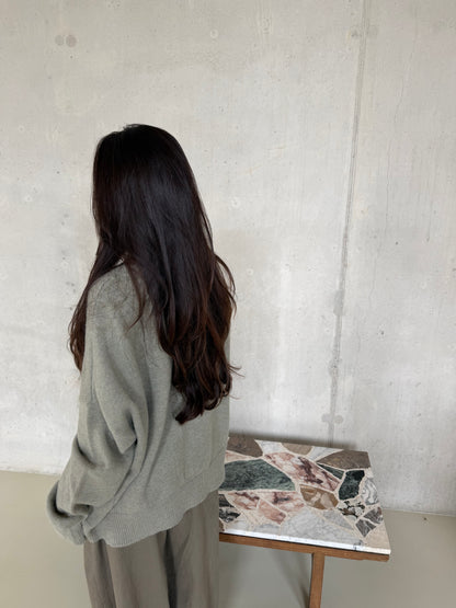 Vest schuin knoop khaki