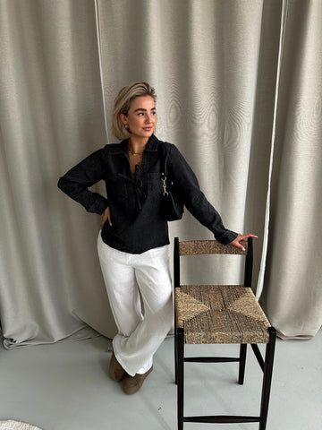 Denim blouse grijs