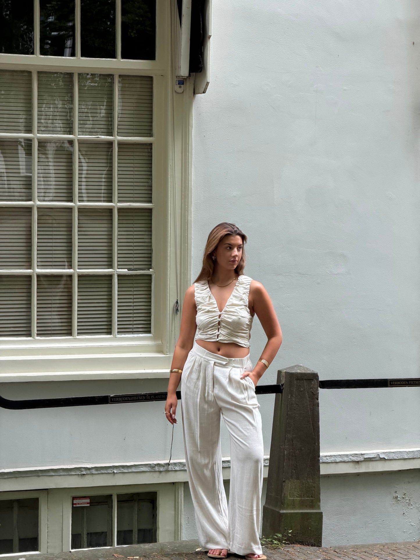 Linnen pantalon beige