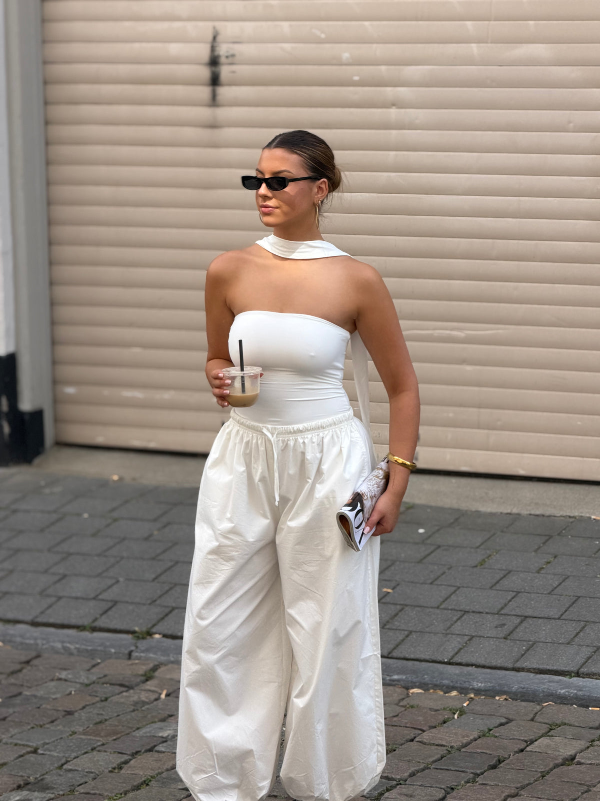 Strapless sjaal top wit