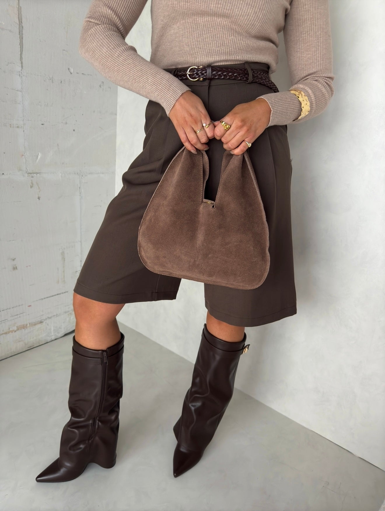 Tas suède zak taupe