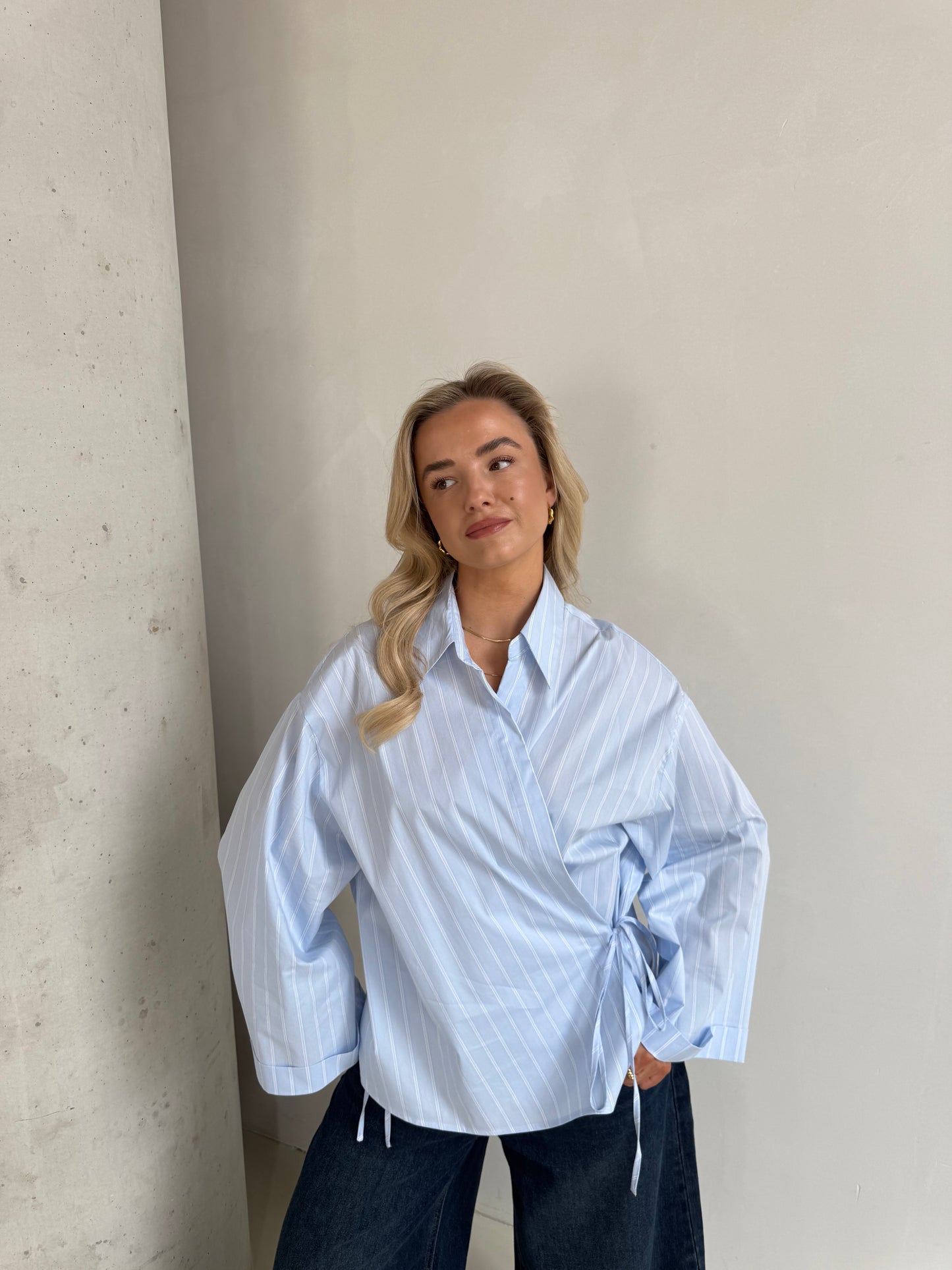 Blouse blauw met streep