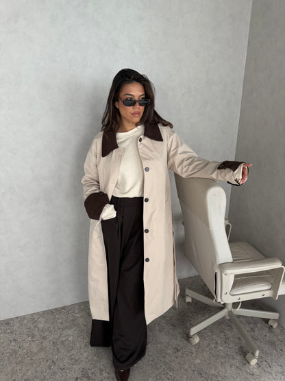 Trenchcoat met bruin detail