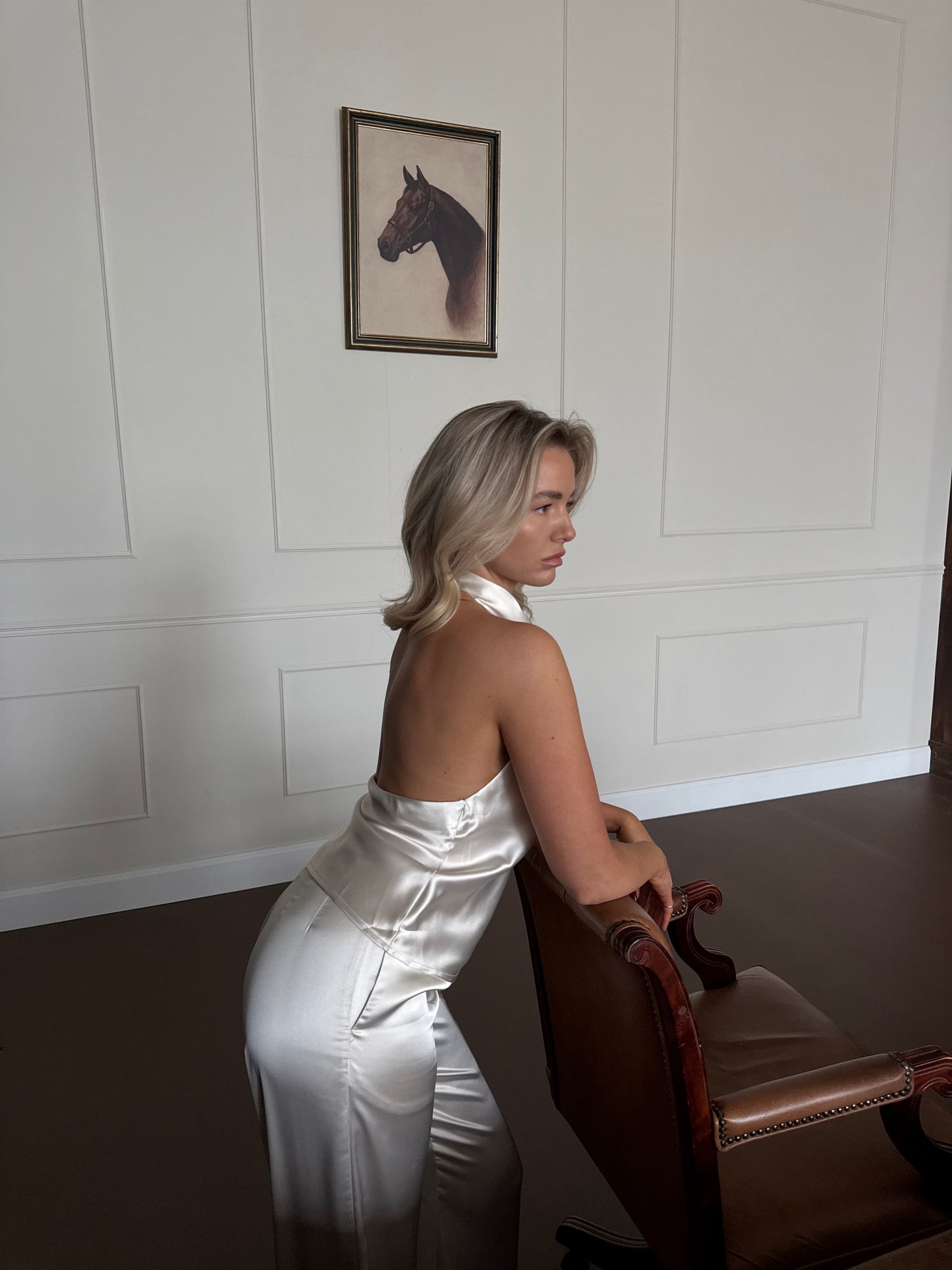 Pantalon crème satijn