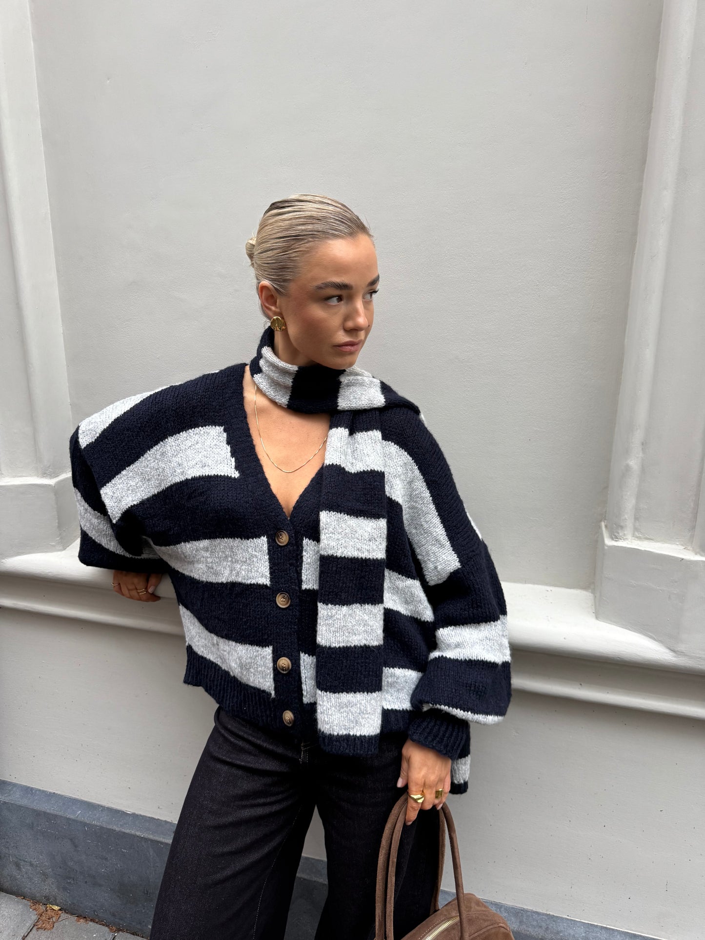 Trui streep met sjaaltje