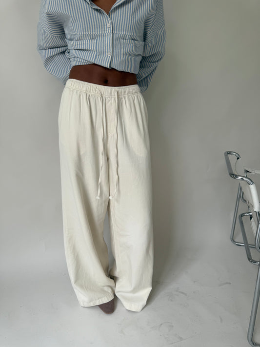 Broek katoen crème met touw