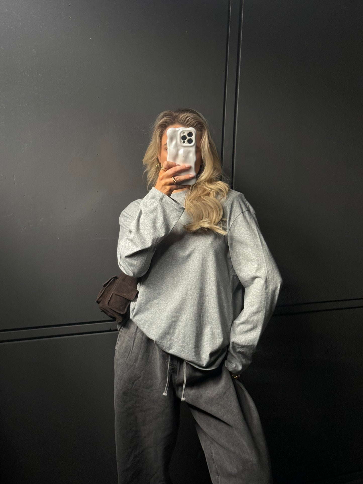 Shirt schoudervulling grijs