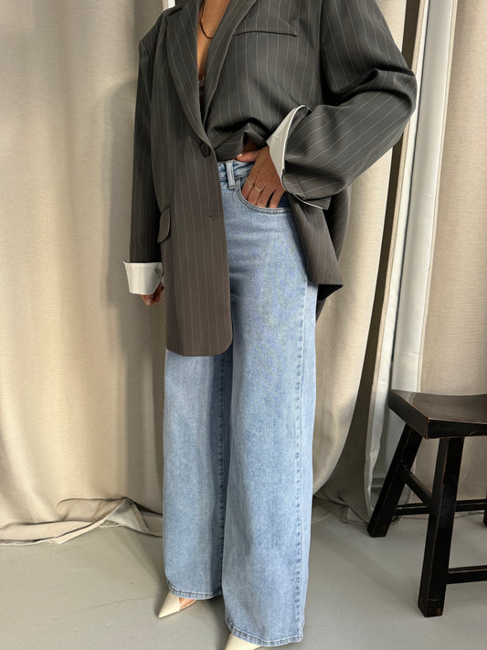 Spijkerbroek light blue wide leg