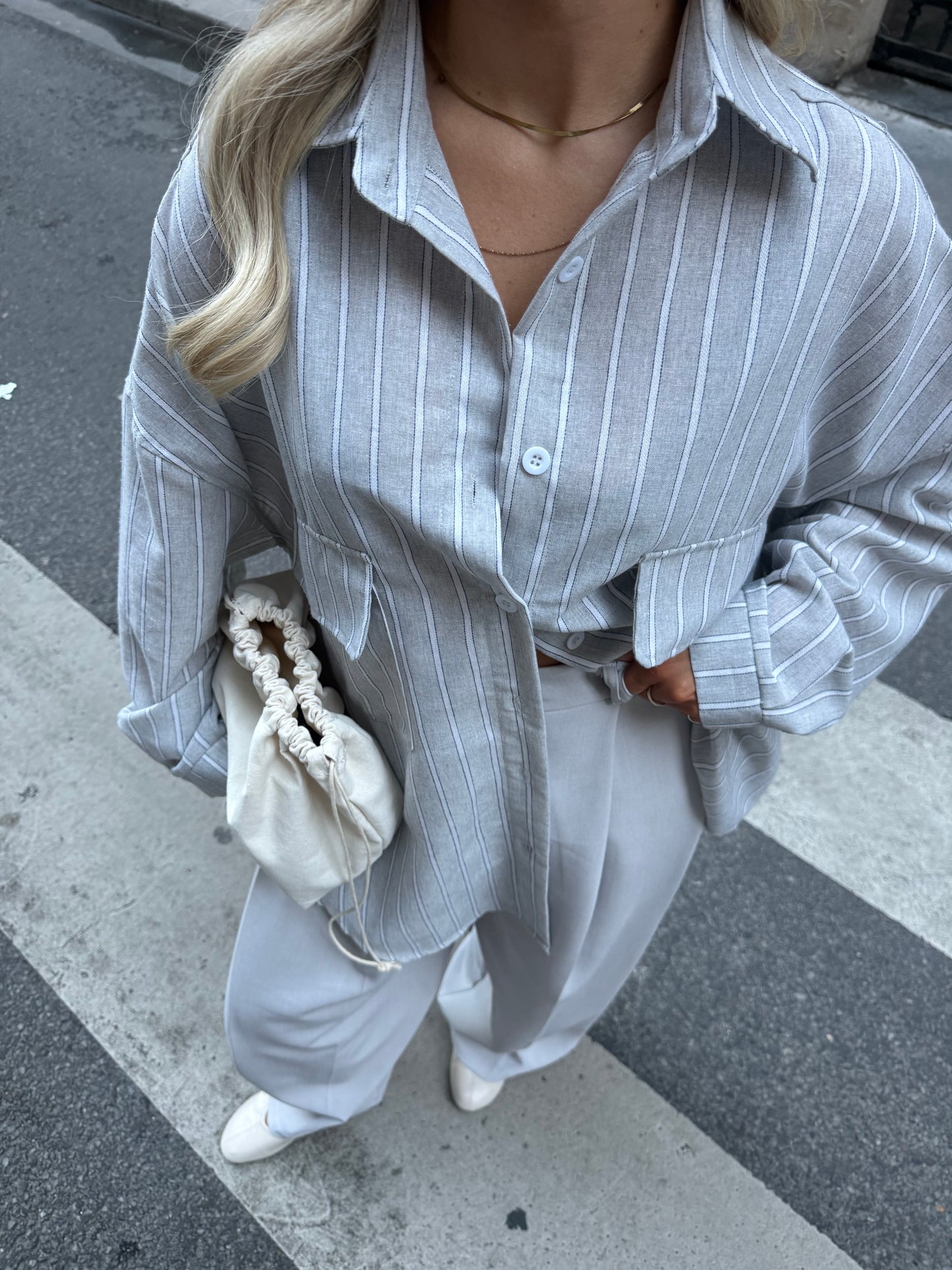 Blouse grijs met streep