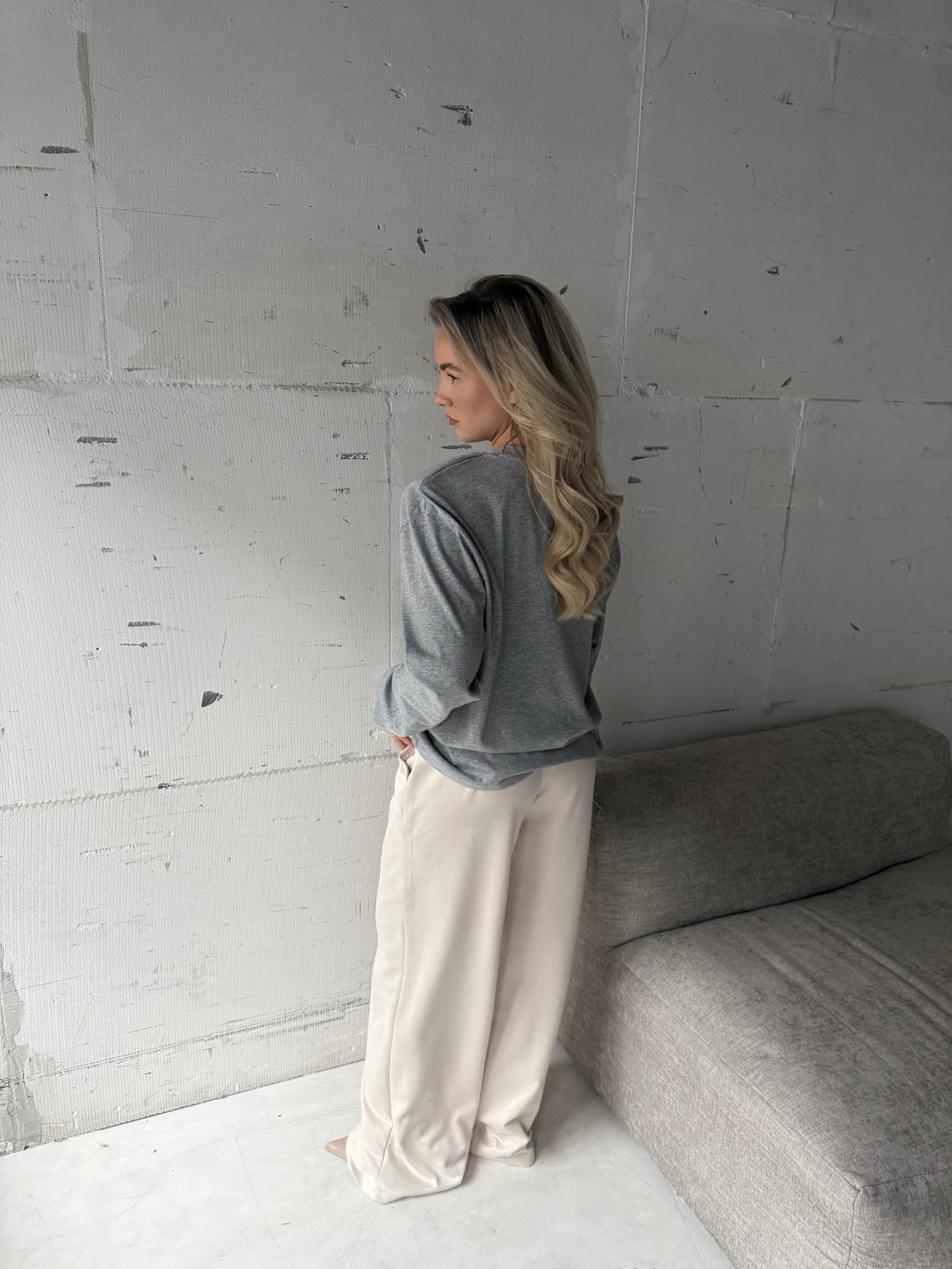 Suede-look pantalon beige