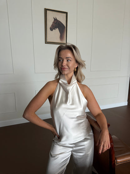 Pantalon crème satijn