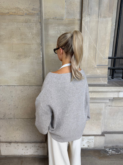 Vest omslag knoop taupe