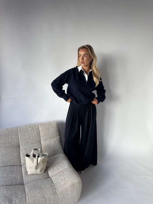Trui met blouse blauw