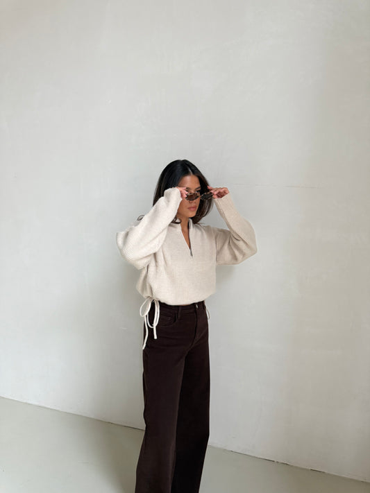 Vest beige zipper