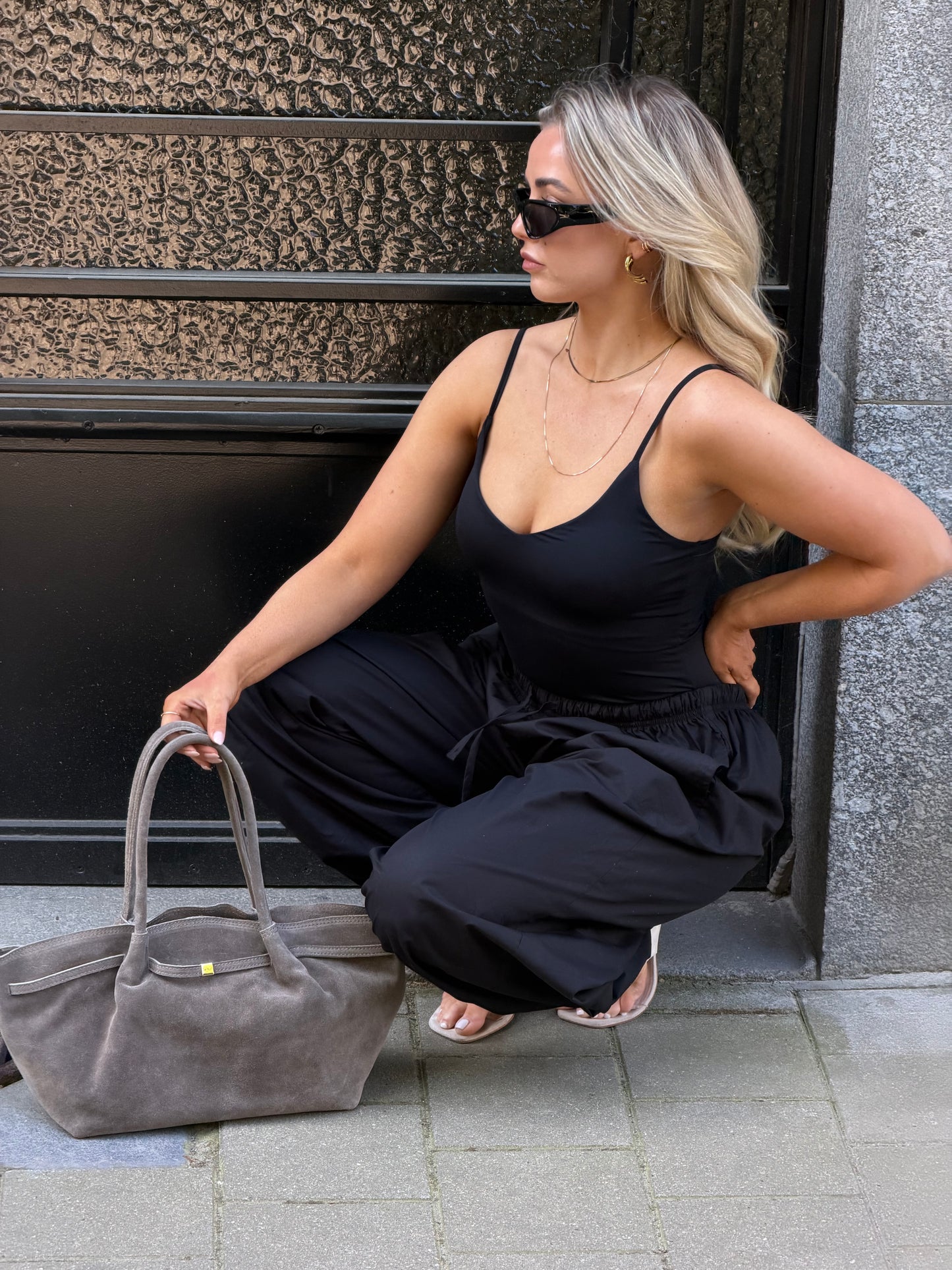 Tas grijs suede