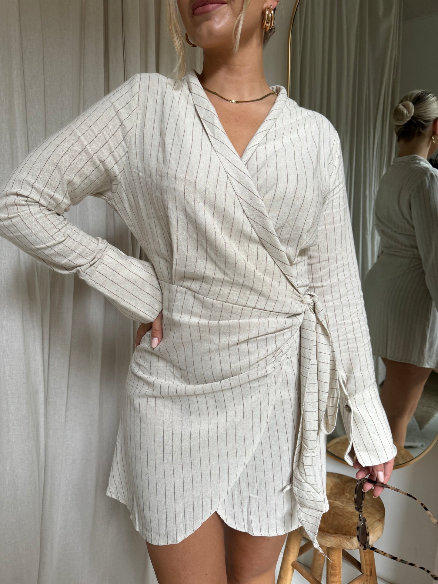 Linen striped dress