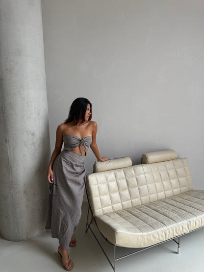 Jurk open taupe