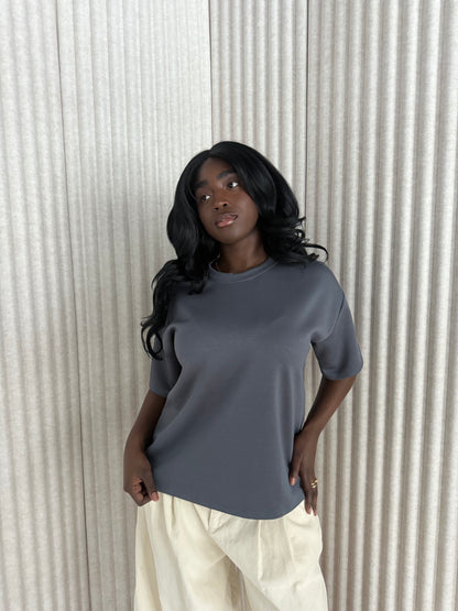 noeloe shirt oversized grijs/blauw