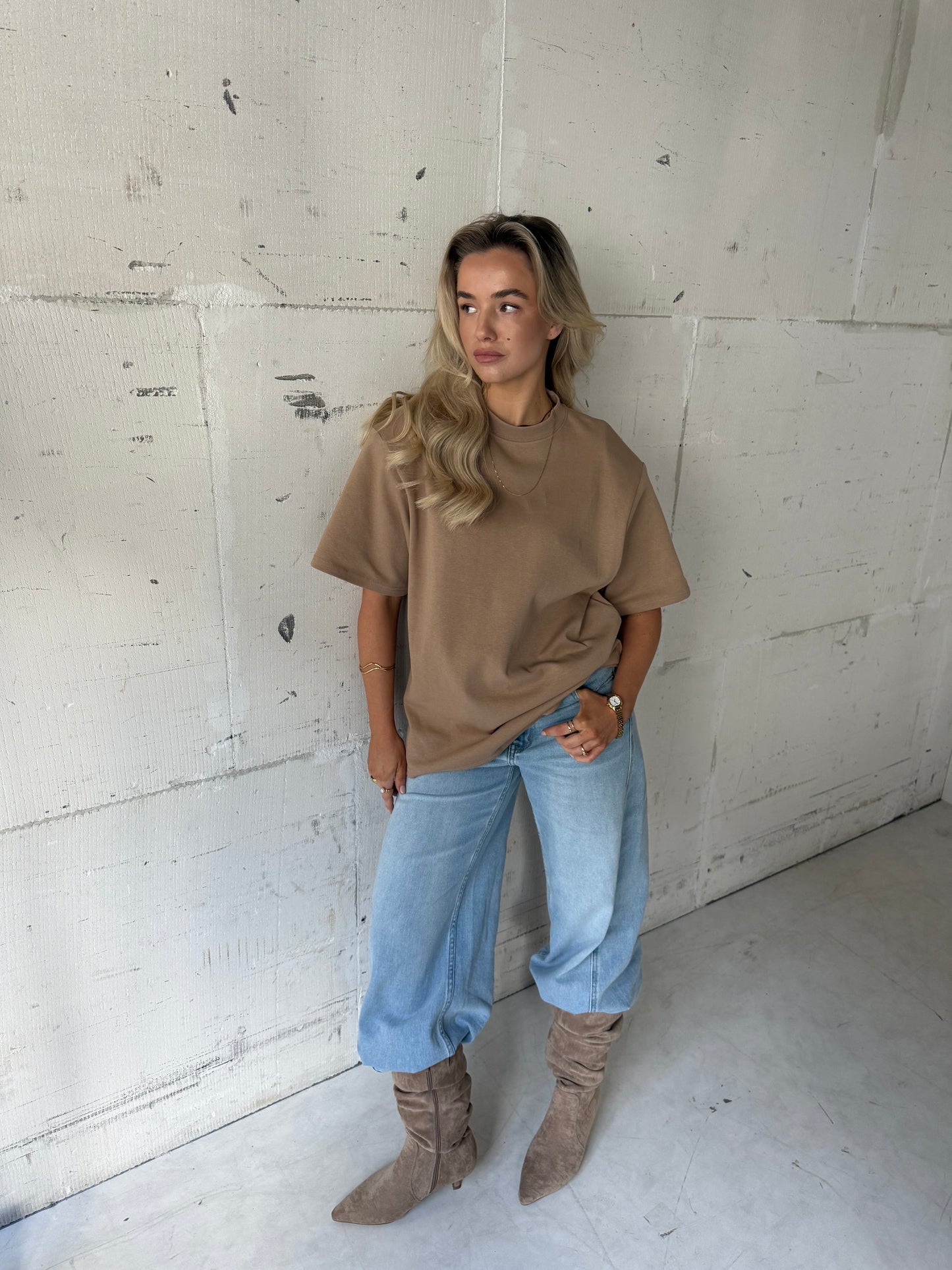 Shirt schoudervulling taupe