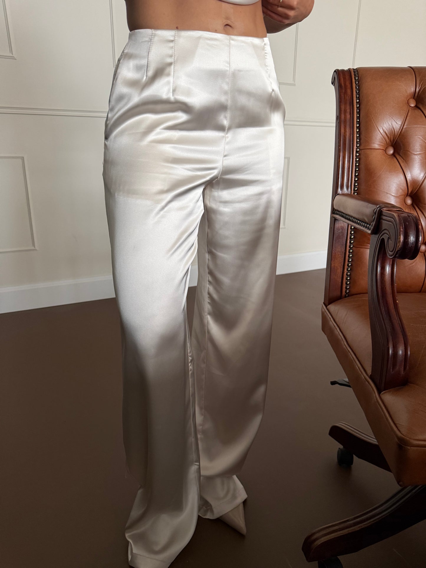 Pantalon crème satijn