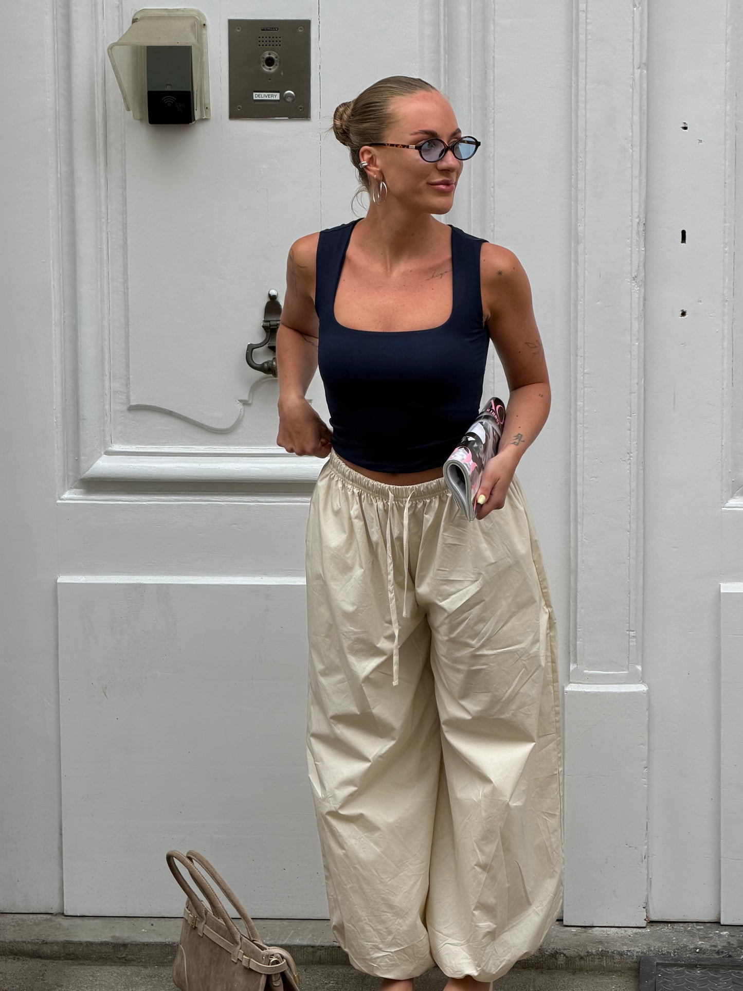 Beige ballon broek