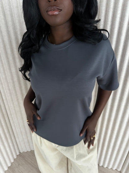 noeloe shirt oversized grijs/blauw