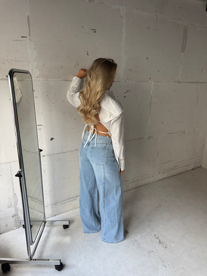 Blouse wit met schoudervulling